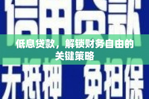 济源低息贷款，解锁财务自由的关键策略