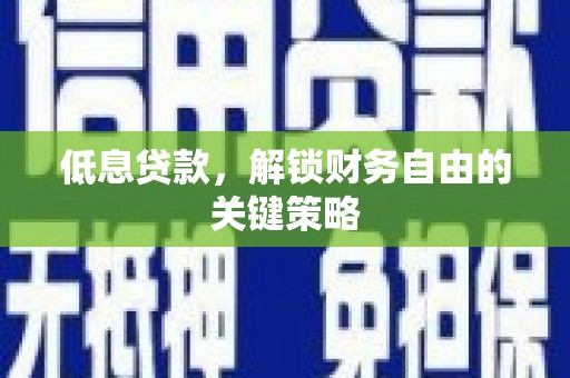 济源低息贷款，解锁财务自由的关键策略